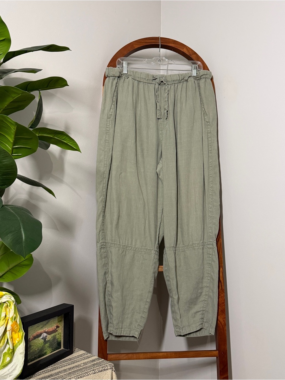 Everlane XXL Olive Green The Linen Pull On Barrel Pant
